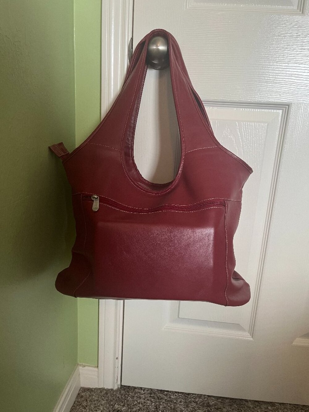 Piel Large Red Leather Briefcase